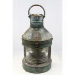 Large Copper and Metal Cased Ships Lantern with plaque reading ' Davey London approved 1924