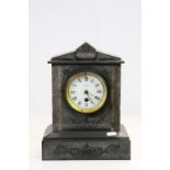 Slate & Marble mantle clock with enamel dial marked "Wm Campbell London"