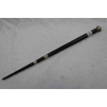 Chester 1895 Silver Band and Crown Top Military Pointing Ebony Stick