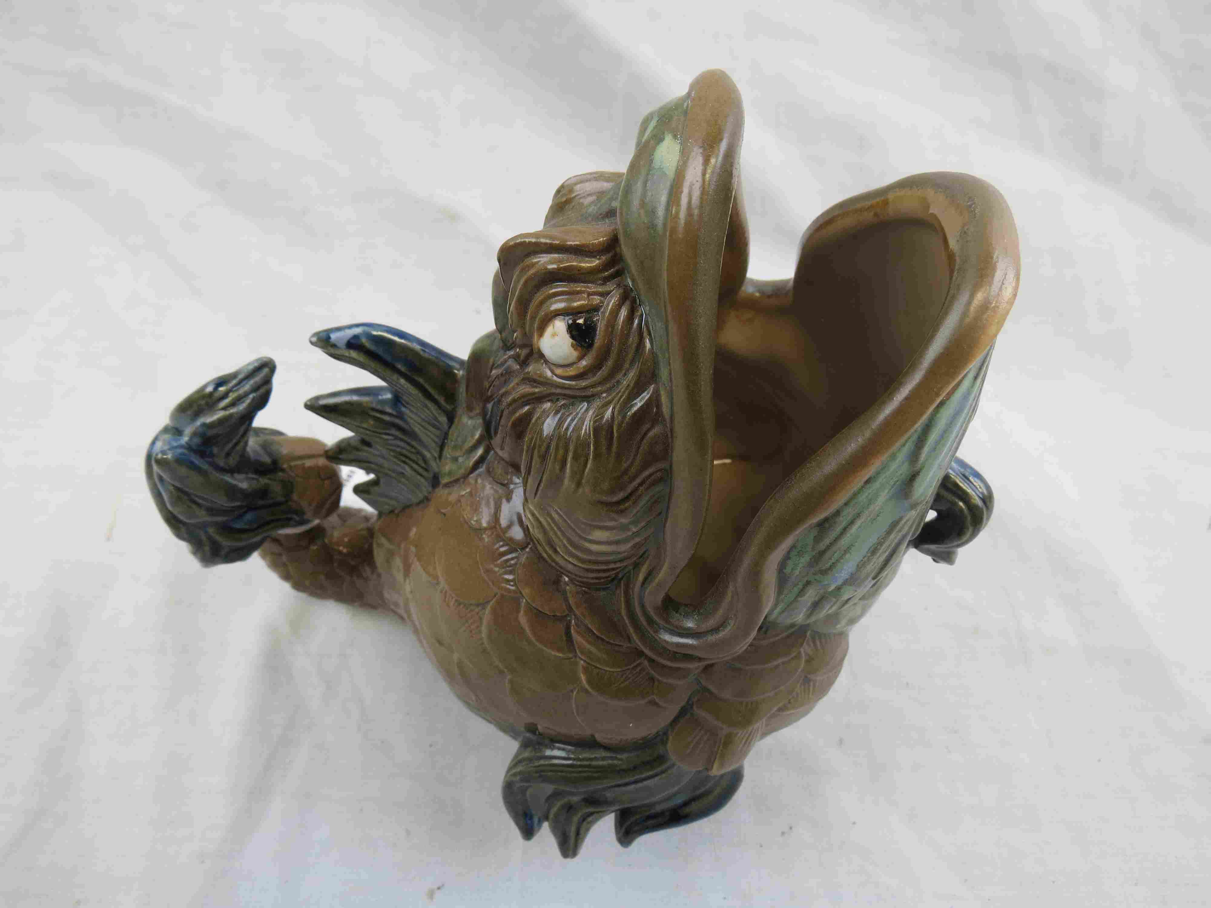 Andrew Hull for Burslem Pottery grotesque fish spoon warmer, brown green and blue colour palette, - Image 3 of 9