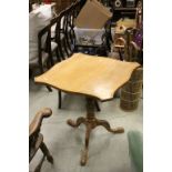 Georgian Style Square Shaped Tilt Top Table with Bird Cage Action raised on a carved pedestal with