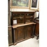 Victorian Mahogany Display Cabinet / Bookcase, the upper section with twin glazed doors above twin