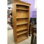 Modern Pine Bookcase with Five Adjustable Shelves, 198cms high x 93cms wide