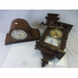 Late 19th / Early 20th century Wooden Cased Wall Clock together with a 1930's Mantle Clock with