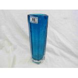 Geoffrey Baxter for Whitefriars kingfisher glass cucumber vase, pattern number 9679, textured