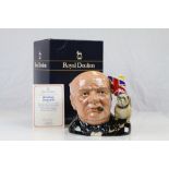 Boxed Royal Doulton Character Jug of the Year 1992 "Winston Churchill D6907" with certificate