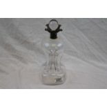 An early George V Asprey & Co silver mounted glass glug-glug decanter, flared silver collar,