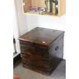 Hardwood Iron Bound Blanket Box with carrying handles, 62cms wide x 63cms high