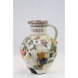 Large "Harry Juniper" Bideford Pottery jug with Adventures of Rupert decoration