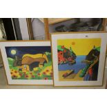 Stan Rosenthal pair of limited edition prints Cornish scene and one other Poppy Cottage