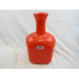 Holmegaard style opaque orange glass vase of hexagonal shouldered form, circa 1960s, thin white band