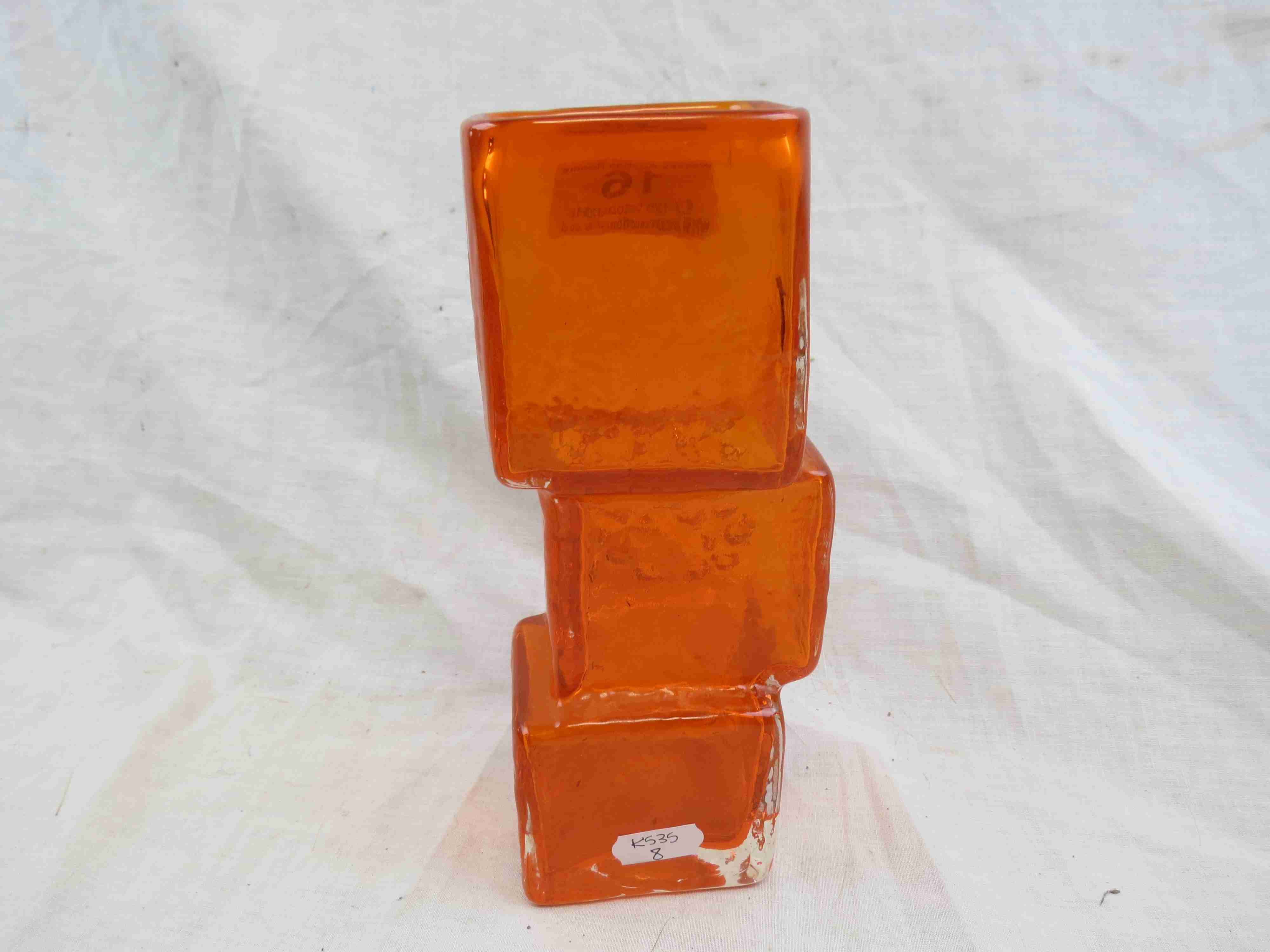 Geoffrey Baxter for Whitefriars Tangerine Drunken Bricklayer vase, 9673, height approximately 21. - Image 4 of 7