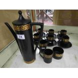 Portmeirion Pottery Greek Key design coffee service for six, comprising seven coffee cups, six