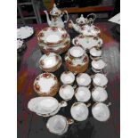 Royal Albert "Old Country Roses" Dinner service to include tea & coffee pots, cake stand, dinner