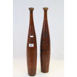 Pair of vintage Oak Indian exercise Clubs