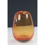 Retro Tangerine Glass Vase with ground out pontil, possibly Whitefriars
