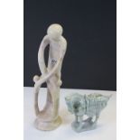 Two vintage Soapstone carvings to include Abstract figures and an Oriental "Tang" style horse