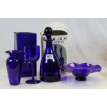 Two boxed & two unboxed Bristol Blue Glass items to include a Decanter etc