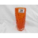 Geoffrey Baxter for Whitefriars Tangerine cylindrical bark vase, 9690, height approximately 19cm