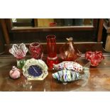 Collection of Art glass to include Murano fish & vases, Isle of Wight glass perfume bottle & a Seiko