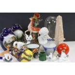 Collection of vintage ceramics to include Staffordshire flatback and a glass Display Dome