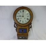 Victorian Walnut Inlaid Drop Dial Wall Clock