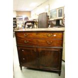 19th century Mahogany Secretaire Cabinet, the double upper drawer with a fitted interior of a bank