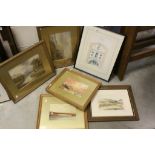 Six vintage framed & glazed Watercolours to include Landscapes
