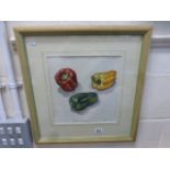 Framed & glazed Watercolour of "Three Peppers" signed HN&F '97