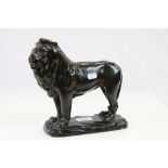 Minton's Black Ceramic Lion, marked to underside
