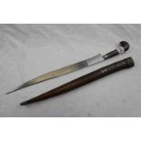 MIddle Eastern dagger with scabbard, inlaid wooden handle and scabbard, small dagger to scabbard,