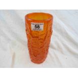 Geoffrey Baxter for Whitefriars Tangerine large cylindrical bark vase, pattern number 9691, height