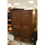 Victorian Pine Two Door Cupboard opening to reveal adjustable shelves, 113cms wide x 176cms high