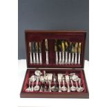 Wooden cased Silver plated Canteen of Cutlery by "John Stephenson"