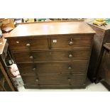 19th century Mahogany Chest of Two Short over Three Long Drawers on Plinth Base, 106cms wide x
