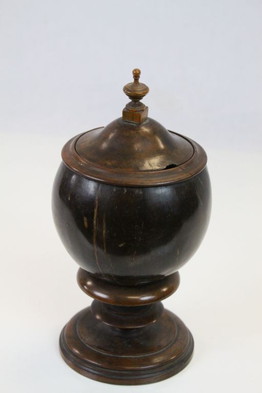 19th Century turned wood & Coconut Tea Caddy