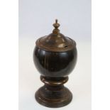 19th Century turned wood & Coconut Tea Caddy