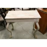 French Style Marble Top Table on Painted Base raised on with Cabriole Legs with Paw Feet, 90cms long