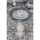 Reconstituted Stone Garden Bird Bath on Stand