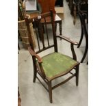 Edwardian Inlaid Mahogany Elbow Chair