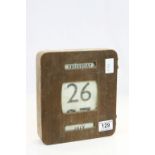 Mid 20th Century wooden cased adjustsble wall Calendar with Day/Date/Month