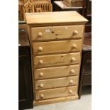 Pine Chest of Six Drawers, 65cms wide x 114cms high