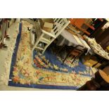 Large Chinese Blue Ground Rug with Floral Pattern, approx. 375cms x 278cms