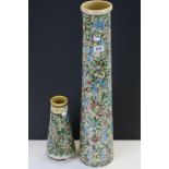 Pair of Persian Glazed Bamboo Vases, 70cms and 30cms high