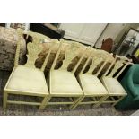 Set of Four Chippendale Style Distressed Painted Dining Chairs