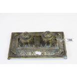 Antique Brass Double Inkstand in the Rococo Style
