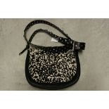 Michael Kors Black and White Animal Skin Effect Ladies Handbag with Black Studded Strap