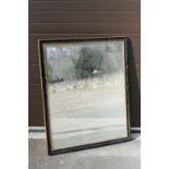 Large Black, Gilt and Marble Effect Framed Mirror with Bevelled Edge, 127cms x 104cms