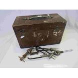 Vintage Wooden Box of BSW & BSF Nuts and Bolts and other Vintage Tools