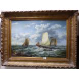 W Candy, Large Oil on Canvas Painting depicting 18th / 19th Sailing Boats in Rough Seas with